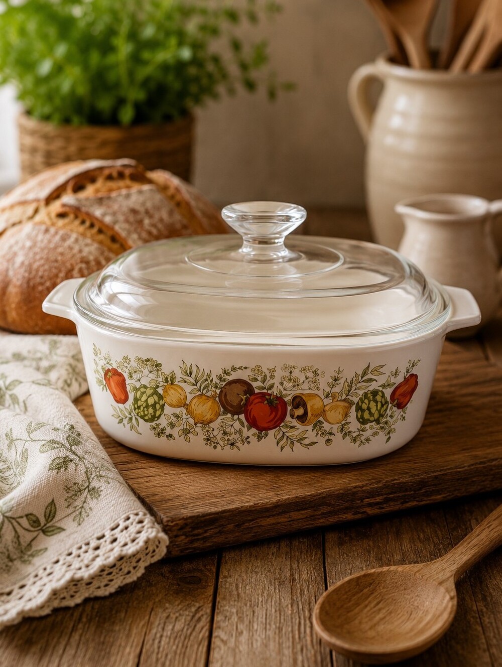 Vintage Corning Ware Spice of Life 2 Qt Casserole Dish A-2-B with Glass Lid USA